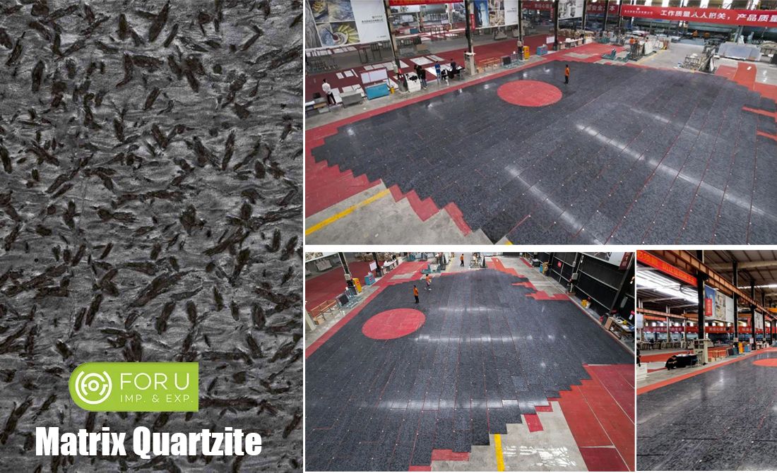 Brazilian Luxurious Matrix Leathered Quartzite Tiles