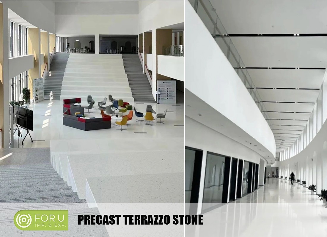 Precast Terrazzo Stone Tiles in Campus Hallway Projects | FOR U STONE