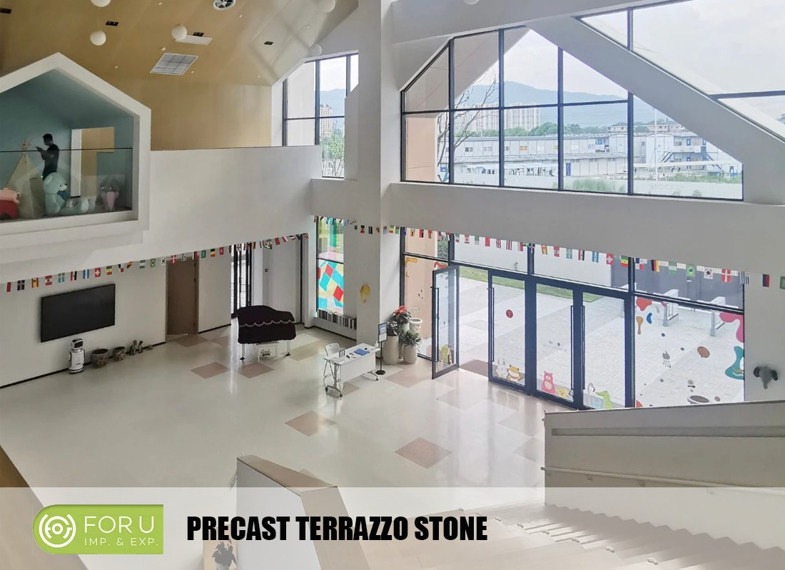 kindergarten lobby with Precast Terrazzo Stone | FOR U STONE
