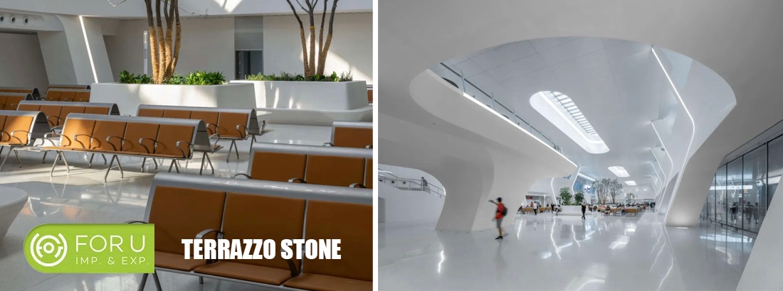 Pure White Terrazzo Stone Flooring projects | FOR U STONE