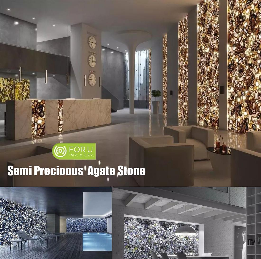 Semi Precious Agate Stone Backlit Wall Designs-FOR U STONE