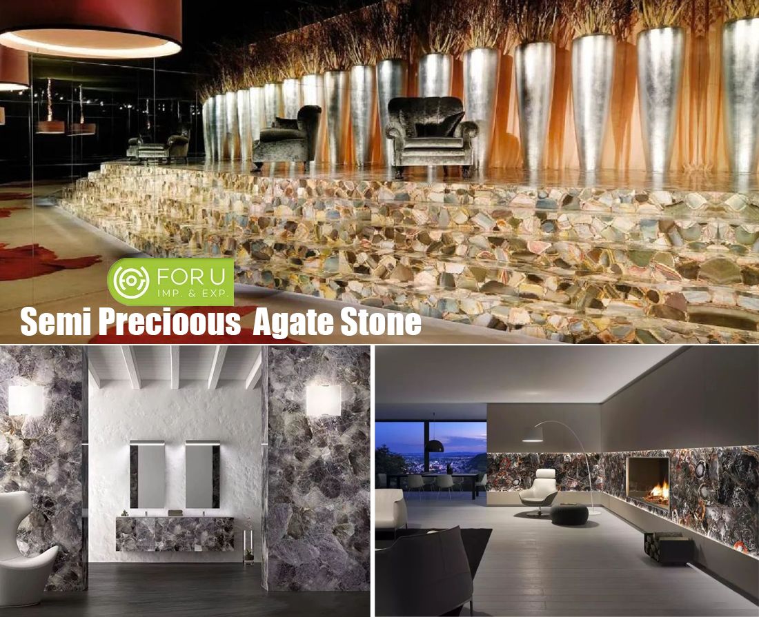 Luxury Semi Precious Stone Wall Decoration Projects | FOR U STONE