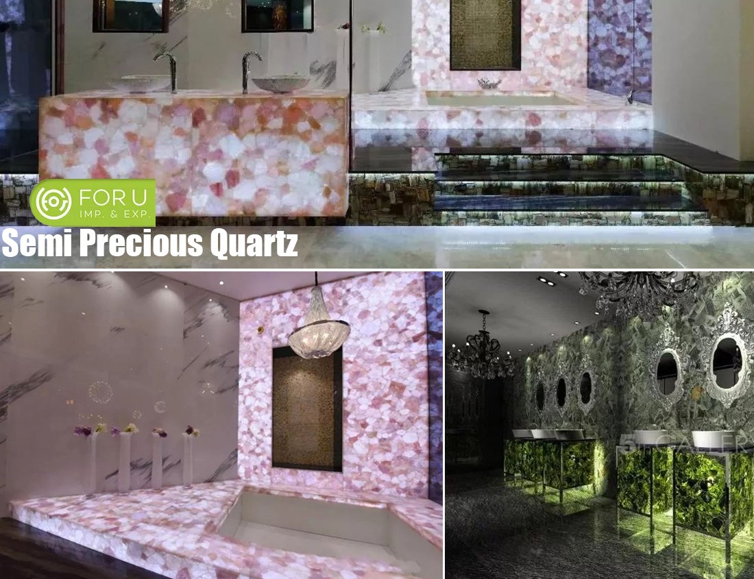 Semi precious Quartz backlit Interior Proejcts-FOR U STONE