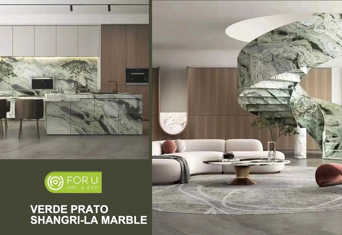Shangri-La Green Marble Villa Countertops and Stair Projects-FOR U STONE