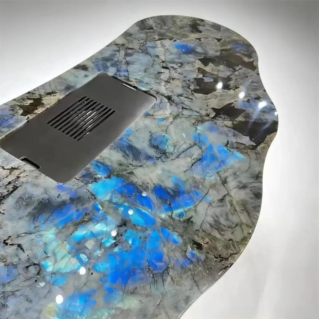 labradorite blue granite tea table
