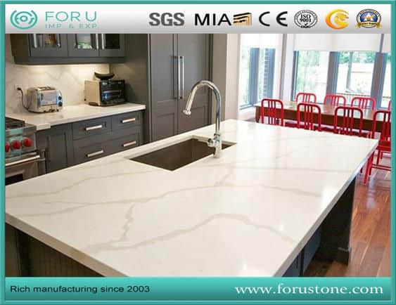 High Popular Engineered Quartz Pure White Calacatta White Staturios White Marble Veins Quartz Vanity Tops