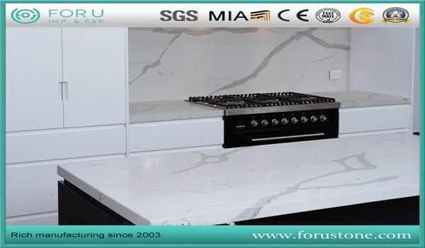 Pure white quartz countertops in the kitchen 19 High Popular Engineered Quartz Pure White Calacatta White Staturios White Marble Veins Quartz Vanity Tops
