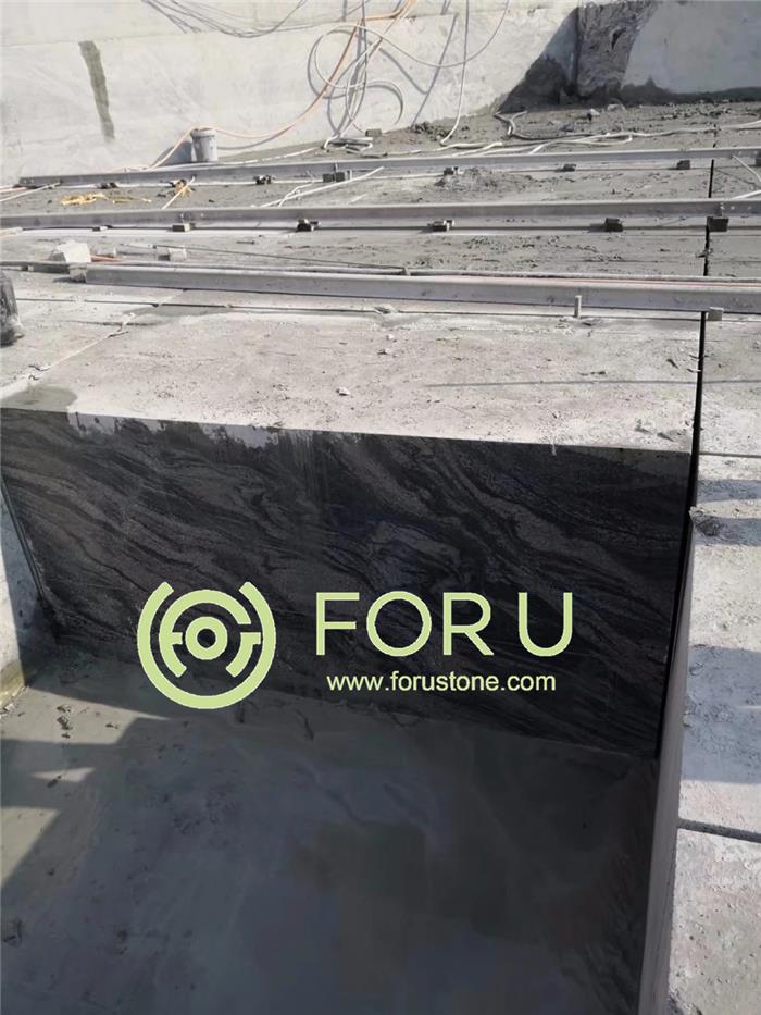 China Symphony Black Granite slab Wave Sand granite slab tile price