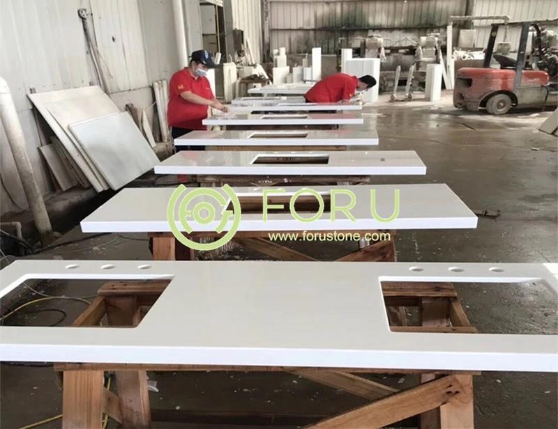Nano crystallized glass stone white marble slabs for countertop and vanity top