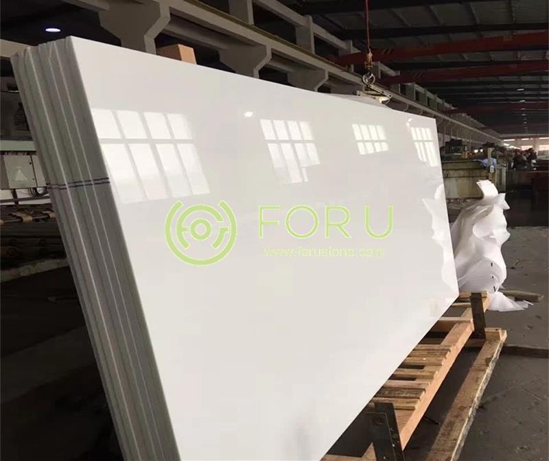 Nano crystallized glass stone white marble slabs for countertop and vanity top