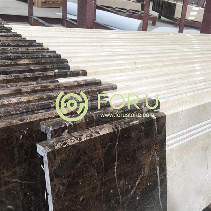 Interior Marble Stair Treads And Risers,Beige  marble step design,Marble Stair Step1