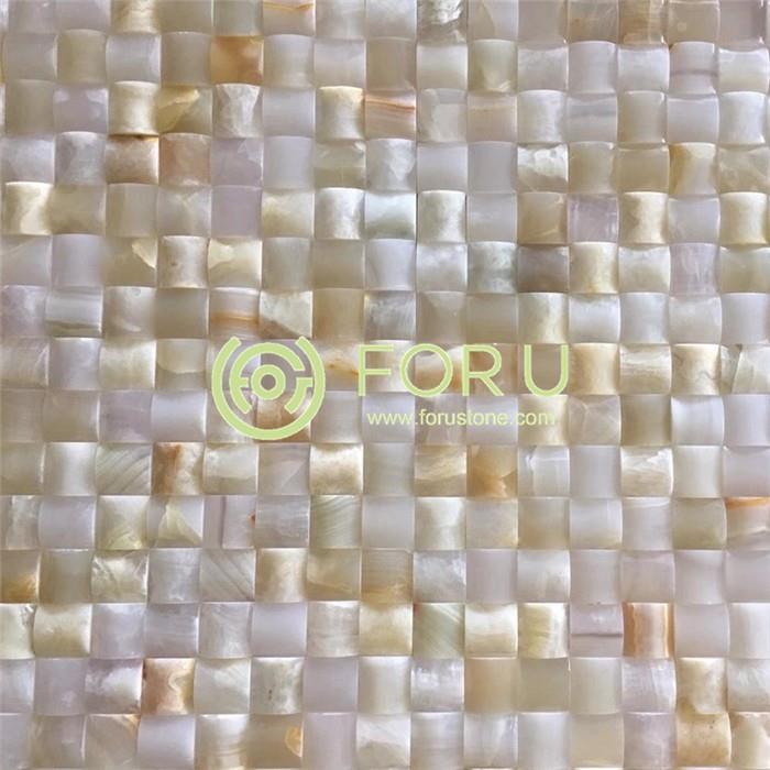 3D Bread White Onyx Mosaic Tile Villa Decoration Marble Onyx Mosaic Square