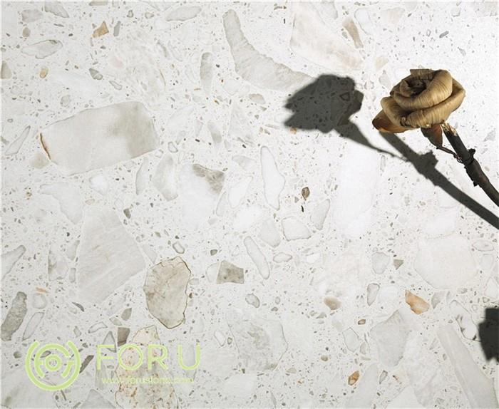 600x600mm white matt surface full body terrazzo tile 