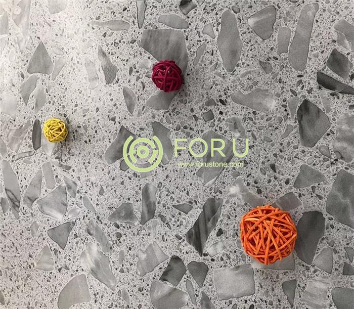 Colorful Cement Terrazzo with Glass Flakes