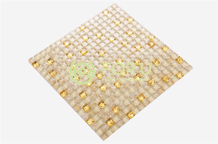 8mm 48x48 Gold Square Pattern Glass Mosaic Tiles crystal glass mosaic tile