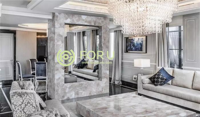 Semi precious interior decoration white onyx marble tiles agate slabs stone