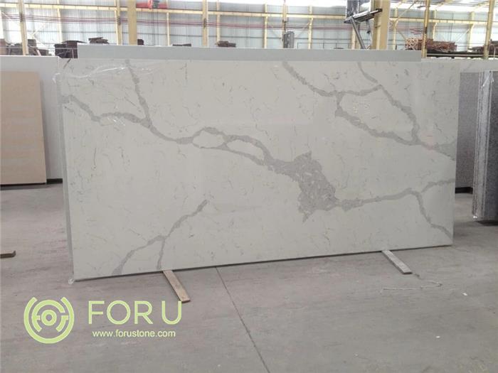 Polished Artificial Carrara White Quartz Slab for Project