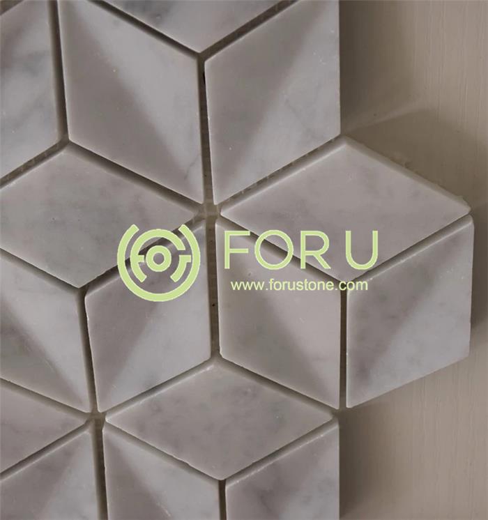 High quality Carrara white marble mosaic tile 3d hexagon marble mosaic tile0