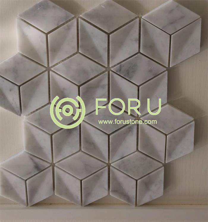 High quality Carrara white marble mosaic tile 3d hexagon marble mosaic tile1