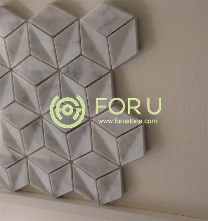 High quality Carrara white marble mosaic tile 3d hexagon marble mosaic tile2
