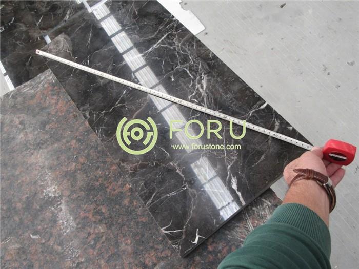 Dark Emperador Marble Composite Tile with Porcelain Backing for Flooring