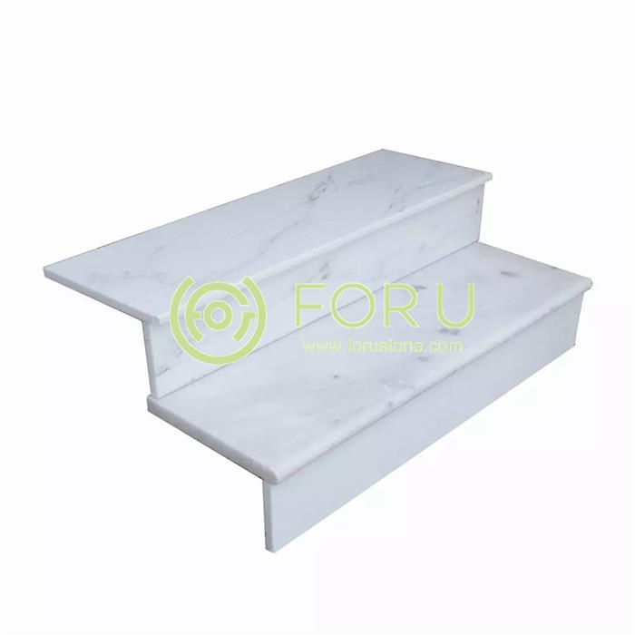 Natural Carrara white Marble Curved Stair Building Project Design Marble Stair Step01