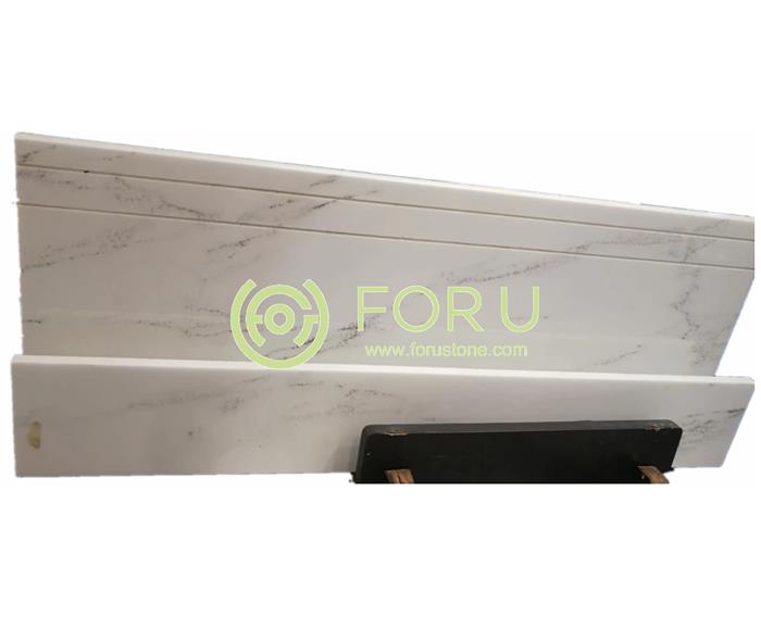 Natural Carrara white Marble Curved Stair Building Project Design Marble Stair Step03