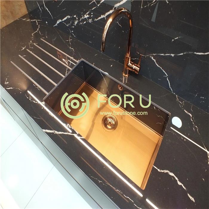 Cheap modern marble vanity top for hotel bathroom Black Nero Marquina Marble Vanity Tops1