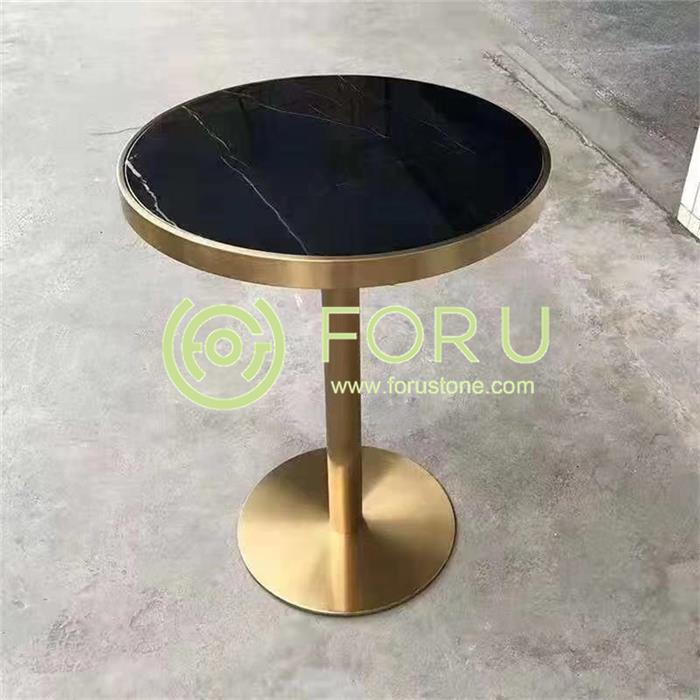 Black Marquina Marble Table Top Polished Round Shaped Nero Marqiua marble Slab3