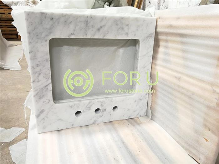 Italy Bianco Carrara White Marble Vanity Tops Bathroom Customized Marble Vanity top03