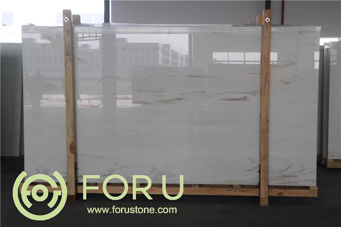 Chinese Artificial White Nano Glass Stone With Veins Marble Counter Top 