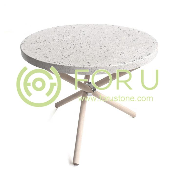 White artificial stone terrazzo bullnose round terrazzo table