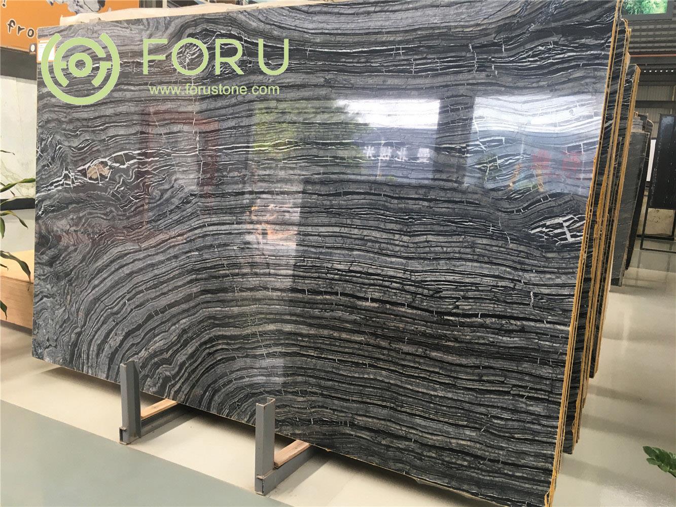 Popular Antique Black Wooden Marble Slab Supplier Polished Black Forest Marble For Wall Tile