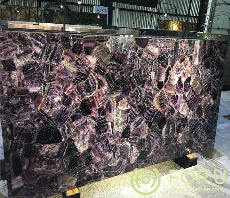 Luxury purple semi precious stone agate slabs for interior wall