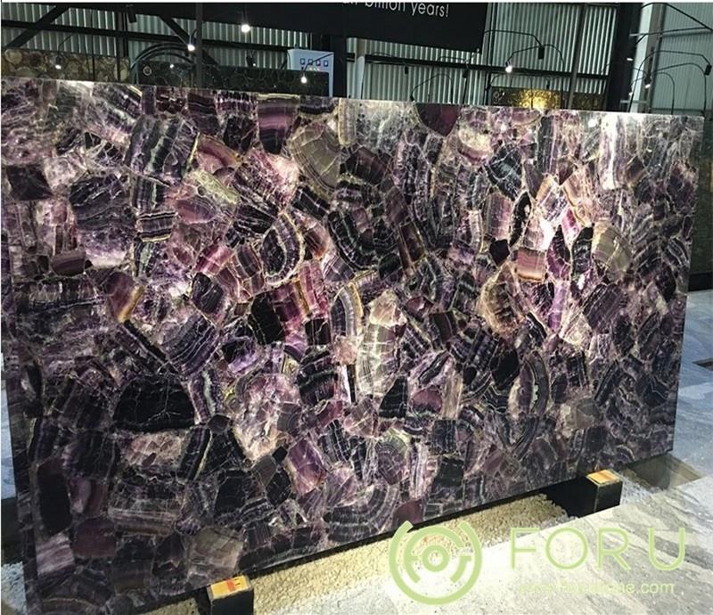 Luxury purple semi precious stone agate slabs for interior wall