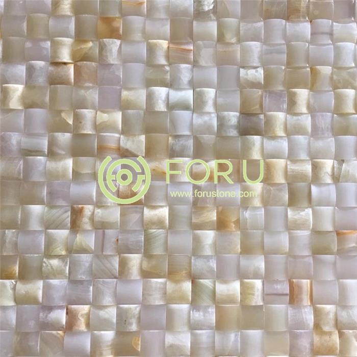 3D Natural polished  white onyx mosaic onyx marble stone mosaic tile for wall decoration