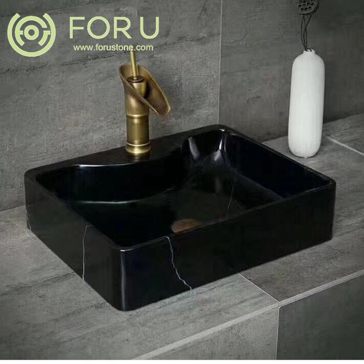 Nero Marquina Black Marble Sink, Chinese Marble Basin, Black Marble Sink
