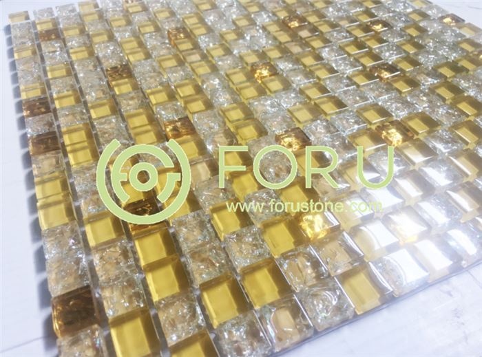 New Design Golden Crystal Glass Mosaic Tile,Wall Decoration Mosaic
