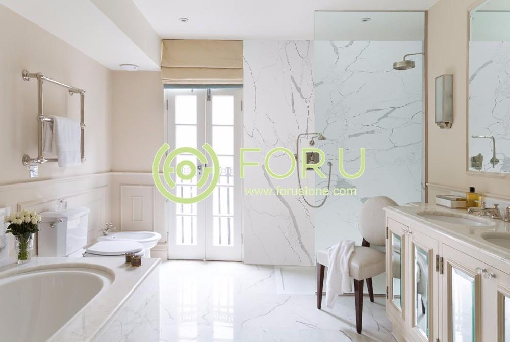 Artificial Marble Calacatta White Slabs Tiles for Interior Wall Vanity