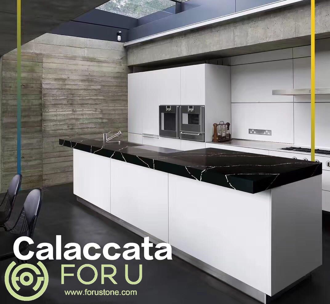 black Calacatta  artificial quartz stone for countertop  high quality quartz slabs