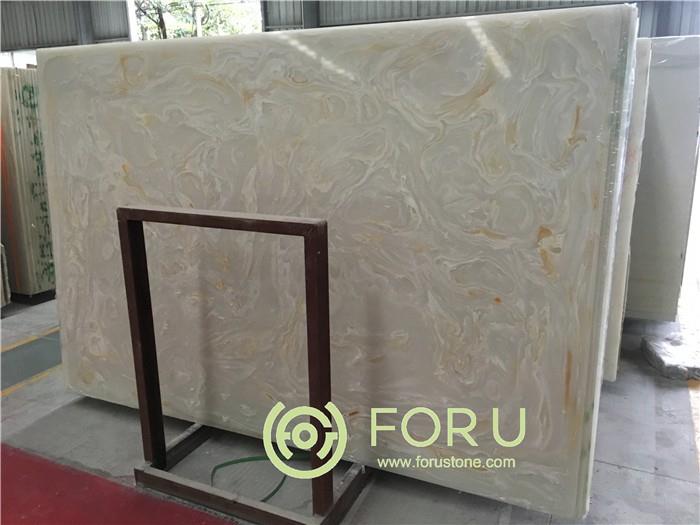 Beige Artificial Onyx Slabs for Countertop and Wall Covering