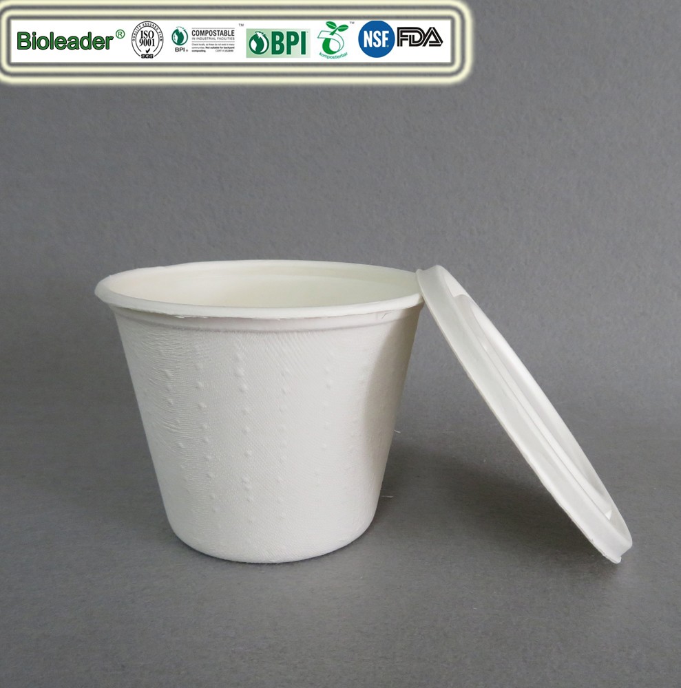 Biodegradable Sugarcane Bagasse Soup Bowls with Lids