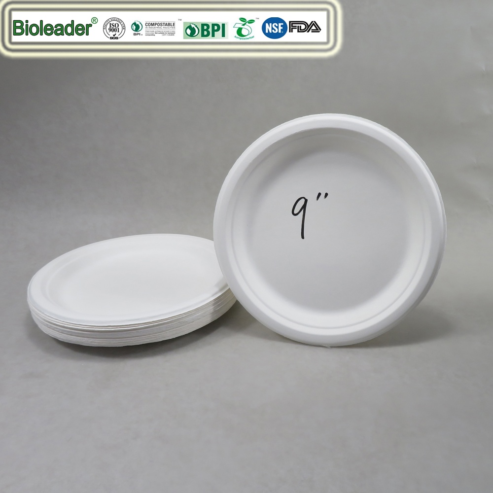 Biodegradable Sugarcane Bagasse Plates 9 Inch