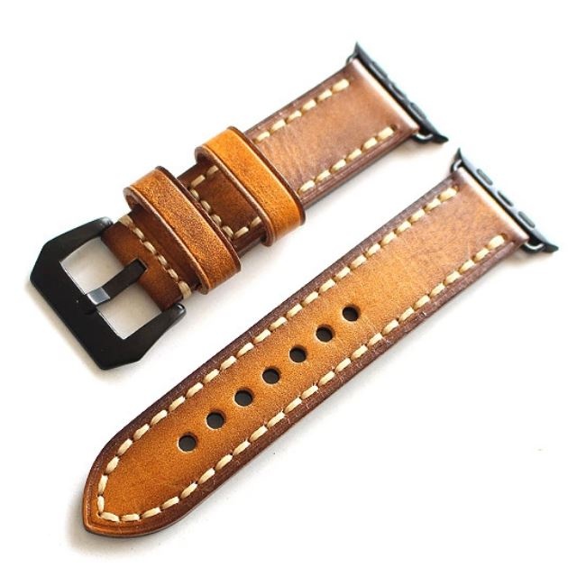 plain grain leather watch strap