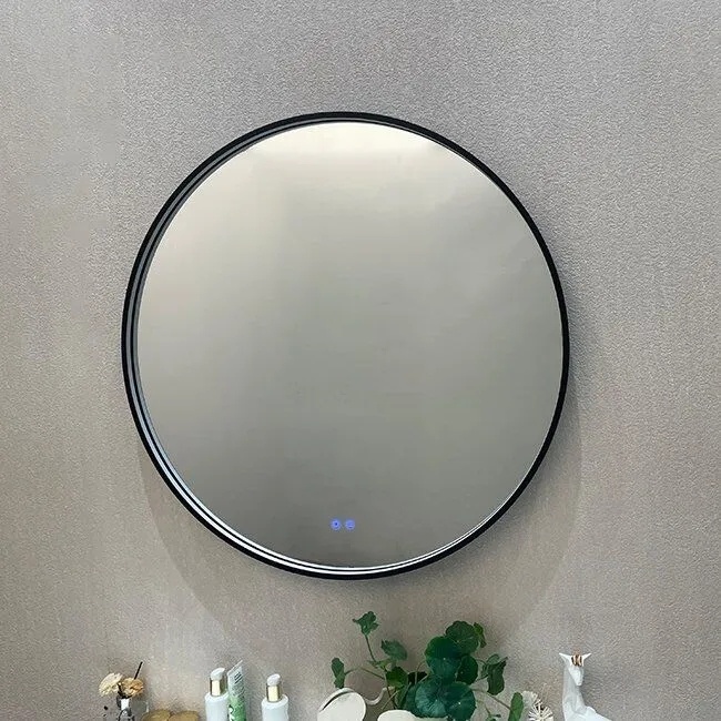 Black Round LED Mirror