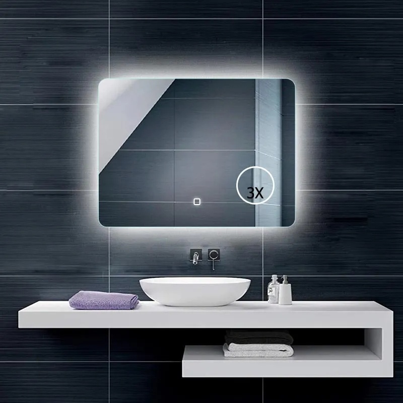 Frameless Backlit Magnifying Mirror