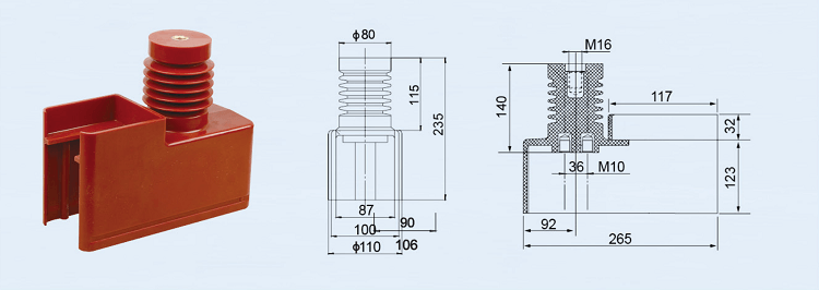 CG5-10Q / 100X140 2 Hole High Voltage Insulationg Divide Displaying New Sensor With Epoxy Resin Transducer For Switchgear