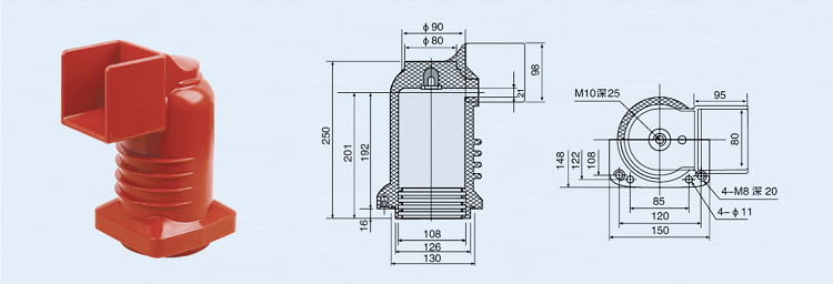 YUEQING DUWAI CH3-10Q/150 630-1250A Epoxy Resin High Voltage Insulator Contact Box