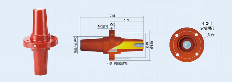 Butt Sleeve 630A Epoxy Resin Bushing European Cable Connector