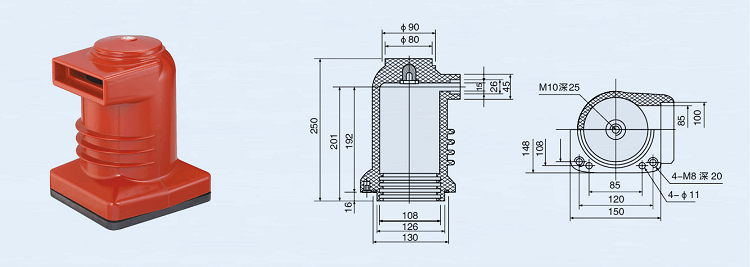 YUEQING DUWAI CH3-10Q/150 630-1250A Epoxy Resin High Voltage Insulator Contact Box